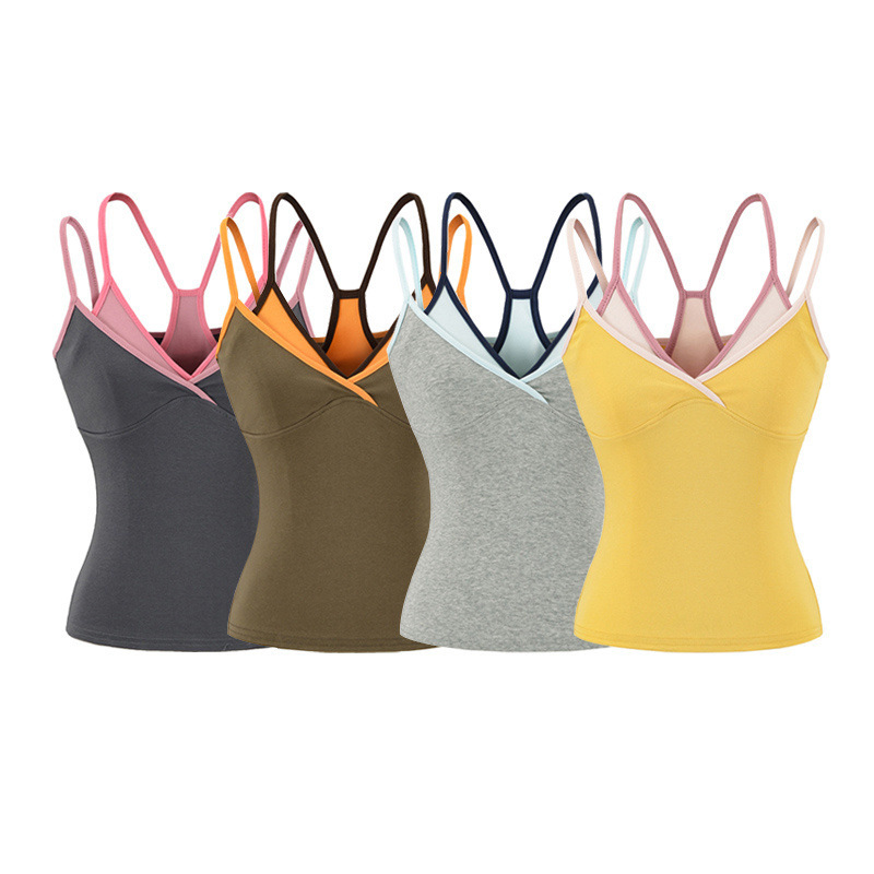 Hot Girl Dopamine Style Color-Blocking Faux Two-Piece Camisole for Women, Summer Slim-Fit Short Top for Outerwear Hot Girl Dopamine Style Color-Blocking Faux Two-Piece Camisole for Women, Summer Slim-Fit Short Top for Outerwear