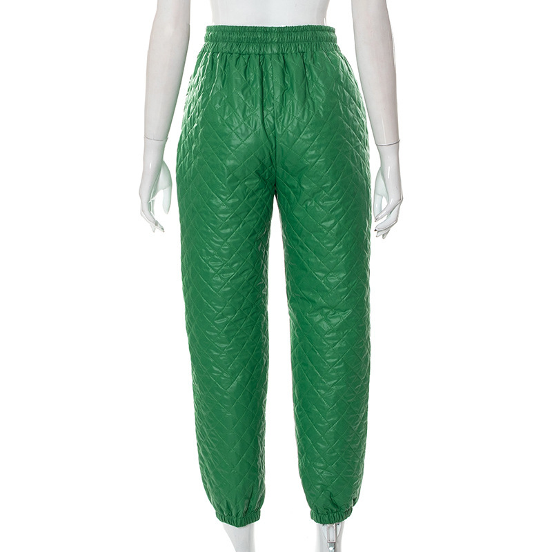 Vêtements pour femmes automne et hiver nouvelle couleur unie maille taille haute cravate jambe coton pantalon pantalons décontractés pour femmes_voghion.com