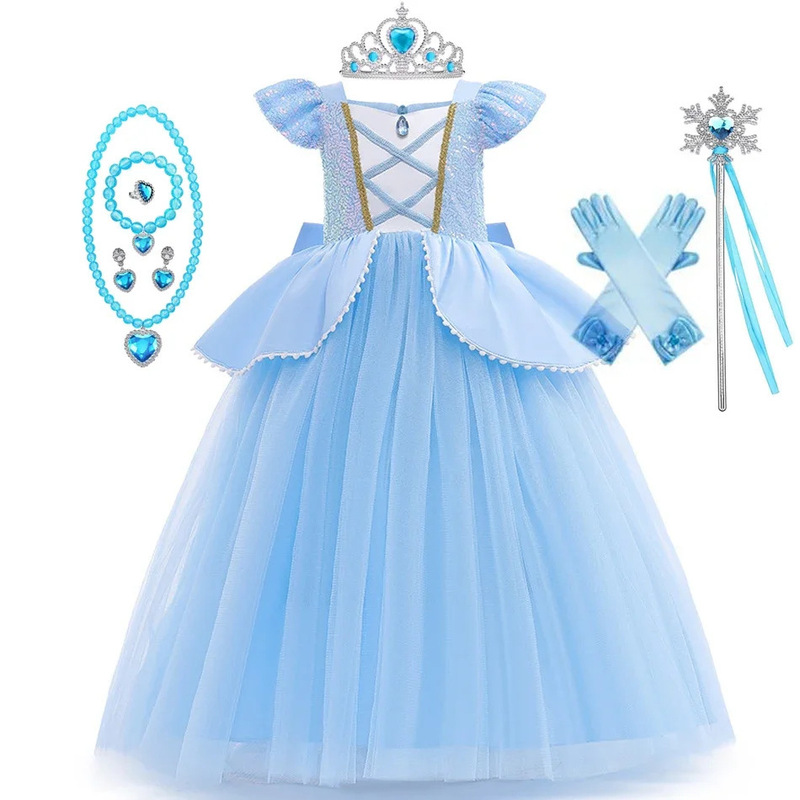 Cinderella Princess Dress Cinderella Ball Gown Girls Sequin Mesh Dress Cinderella Cross-Border Export