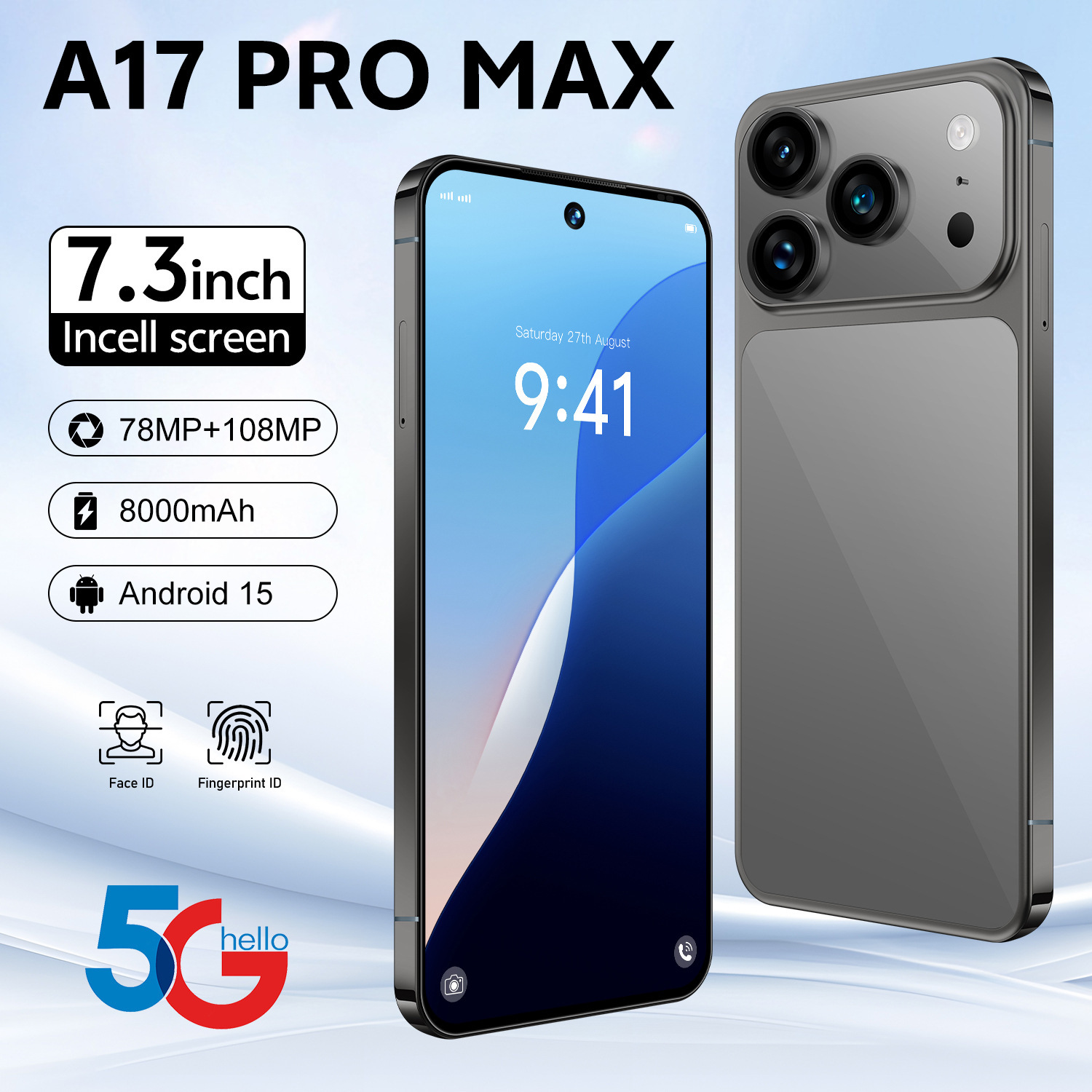 2025 New Product A17 Pro Max Cross-Border Mobile Phone 16+1t Export Smart All-In-One Machine Source Factory Can Be Shipped on Behalf of