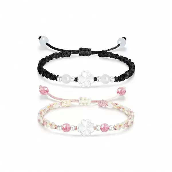 Four-Leaf Clover Bracelet, Safe and Simple Ins, Niche Braided Bestie Bracelet for Men and Women, Couple and Girlfriend Gift