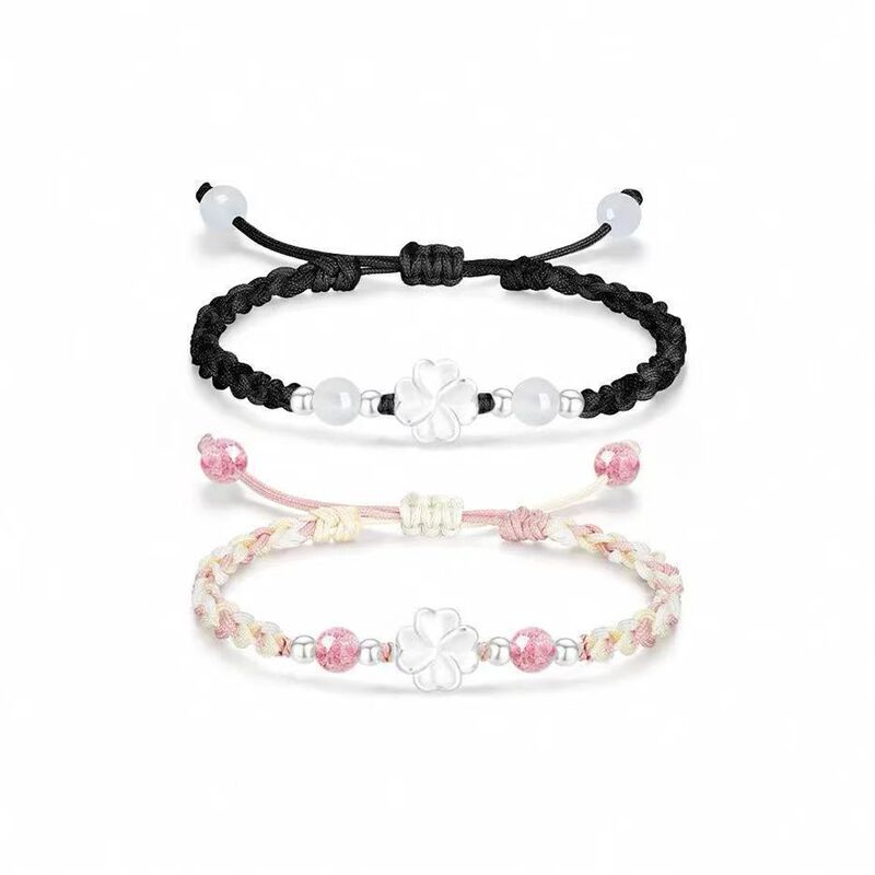 Four-Leaf Clover Bracelet, Safe and Simple Ins, Niche Braided Bestie Bracelet for Men and Women, Couple and Girlfriend Gift