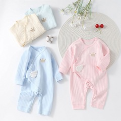 Lace-up baby jumpsuit, spring and autumn newborn clothes, pure cotton baby underwear, pajamas, monk clothes, butterfly clothes