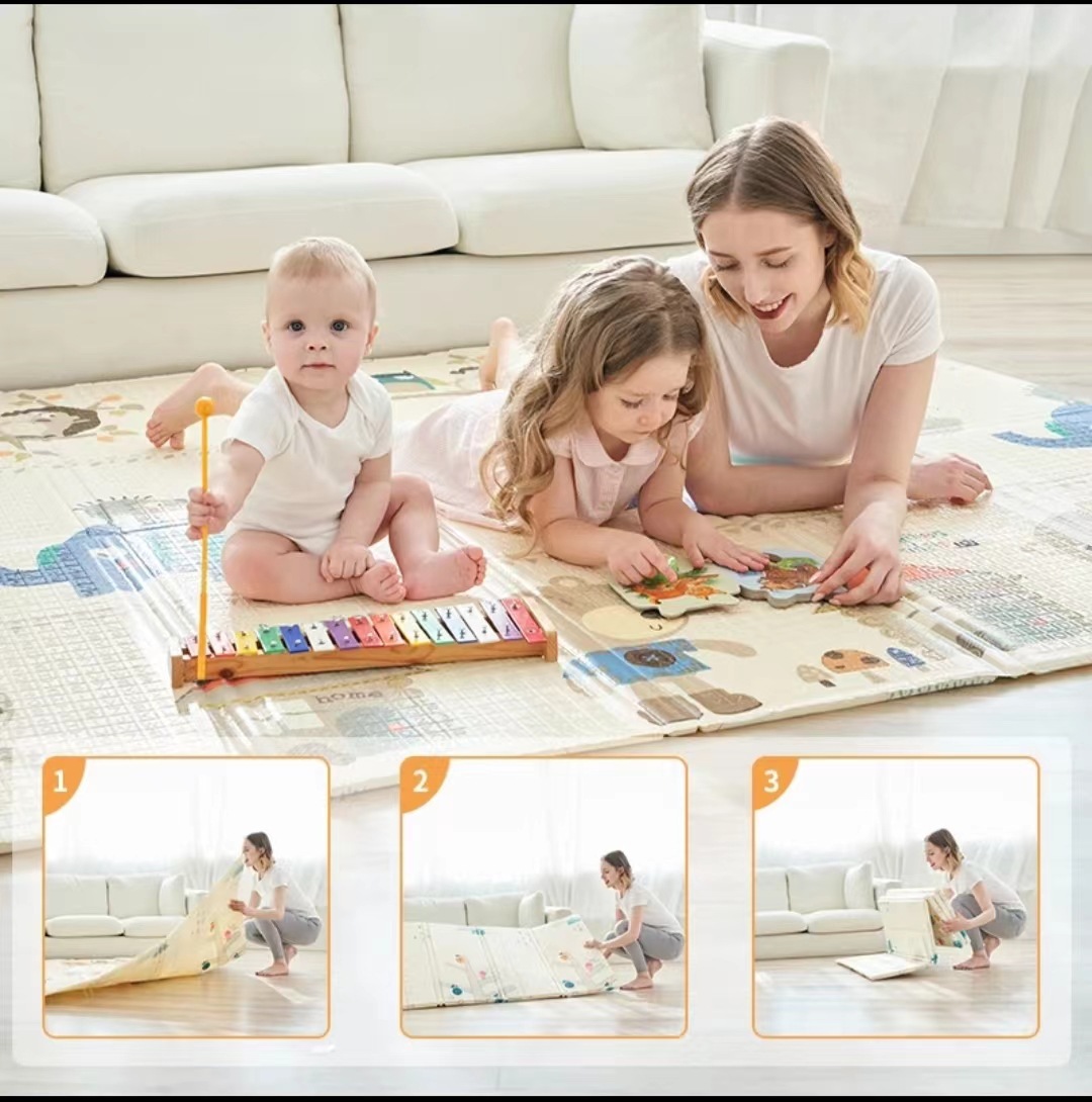 Almohadilla para gatear para bebé XPE plegable y engrosado para el hogar del bebé Almohadilla para gatear para la sala de estar Alfombrilla de espuma para niños insípida