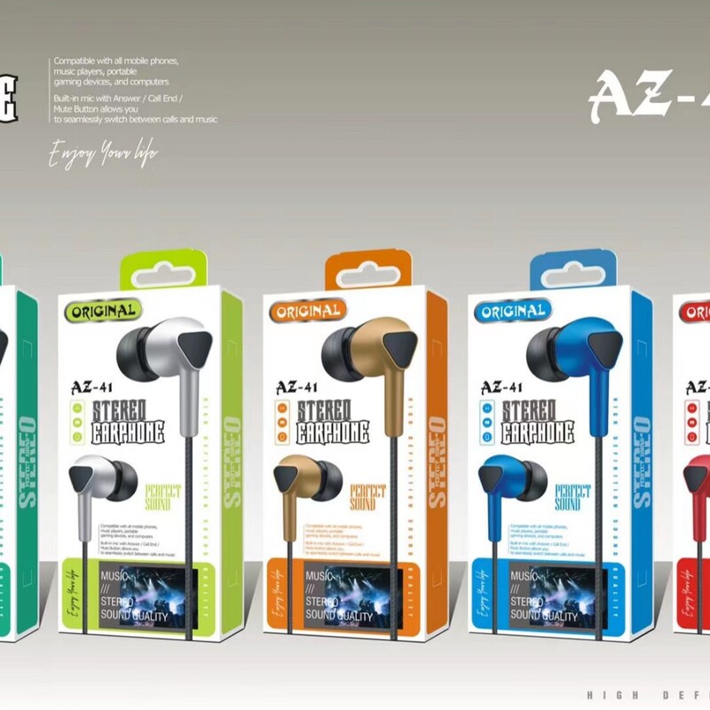 AZ-41 in-ear mobile phone computer headset earplugs neutral fashion trend with microphone wired headset manufacturers AZ-41 in-ear mobile phone computer headset earplugs neutral fashion trend with microphone wired headset manufacturers