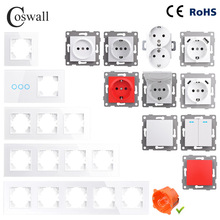 钢化玻璃白色无镀圈  欧式德式法式墙壁开关插座 外贸系列组合diy