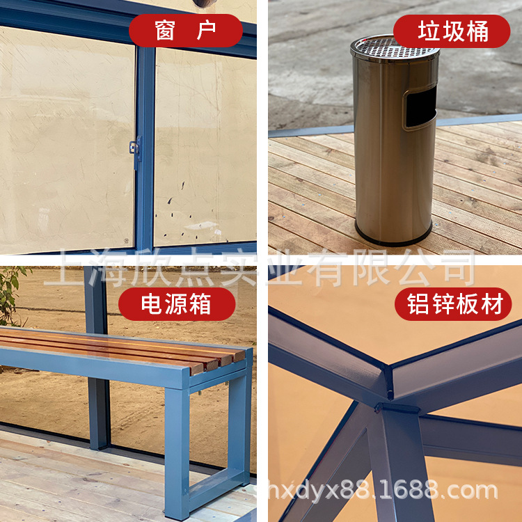 Sala de vidrio multifuncional cabina de fumadores en lugares públicos Sala de fumadores móvil al aire libre Cabina semiabierta Pabellón de té