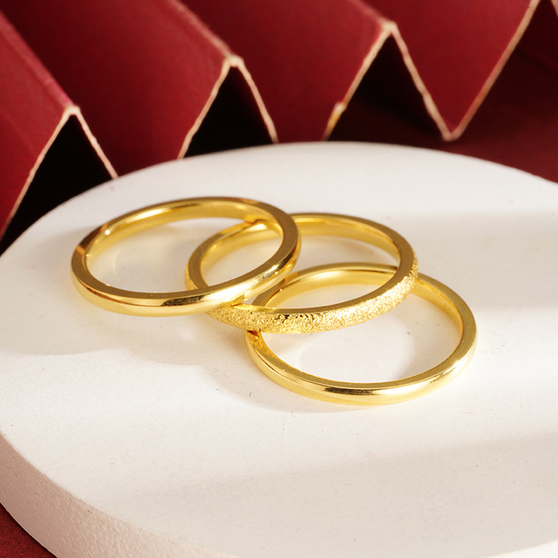 Anillo de oro vietnamita de herencia esmerilado para parejas de anillo antiguo joyas de cola