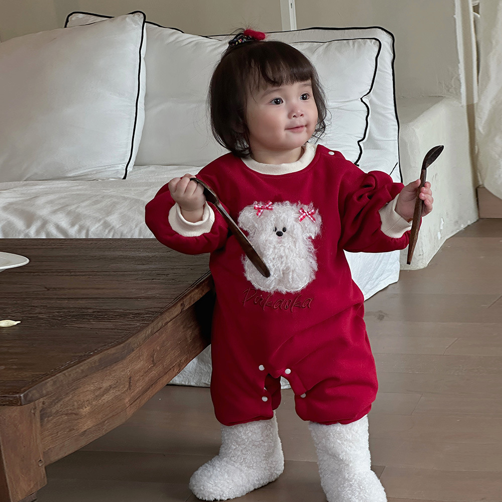 Ropa de Año Nuevo para bebés y niños pequeños, mamelucos cálidos acolchados en otoño e invierno