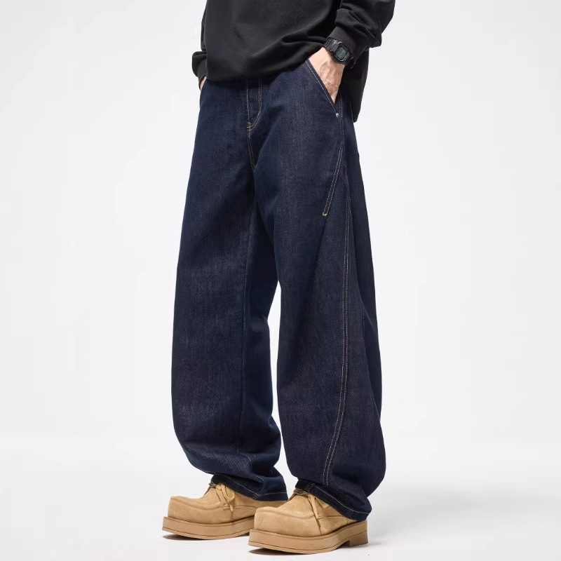 Jiangfu Men's Wear Men's Original Color Loose Straight Wide-Leg Long Pants 2026 Spring New American Style Curved Jeans Jiangfu Men's Wear Men's Original Color Loose Straight Wide-Leg Long Pants 2026 Spring New American Style Curved Jeans
