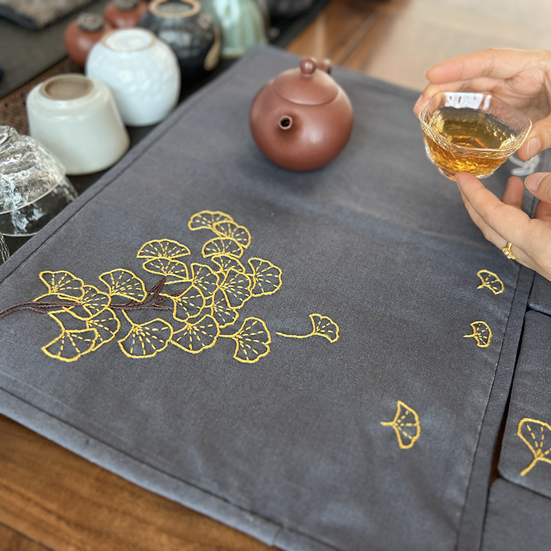 Bordado diy camelia estera de té estilo chino zen lu bordado hecho a mano diy estera de té de algodón y lino bordado tridimensional principiante bandera de té image 10