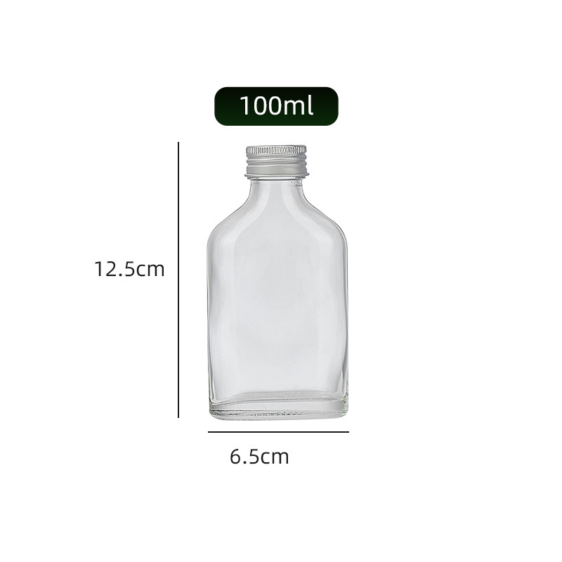 Botella Plana de Hombro Inclinado, Vidrio, para Embalaje de Regalos