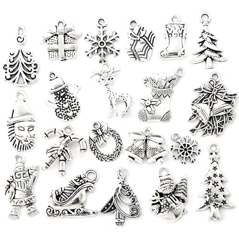 跨境圣诞老人圣诞树合金diy饰品配件手链项链钥匙扣装饰挂件U087