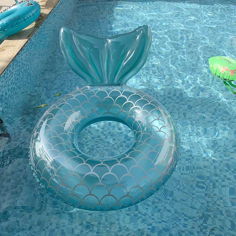 Flotador Inflable de Natación de PVC Ecológico con Manijas, Engrosado, con Lentejuelas para Piscina y Parque Acuático