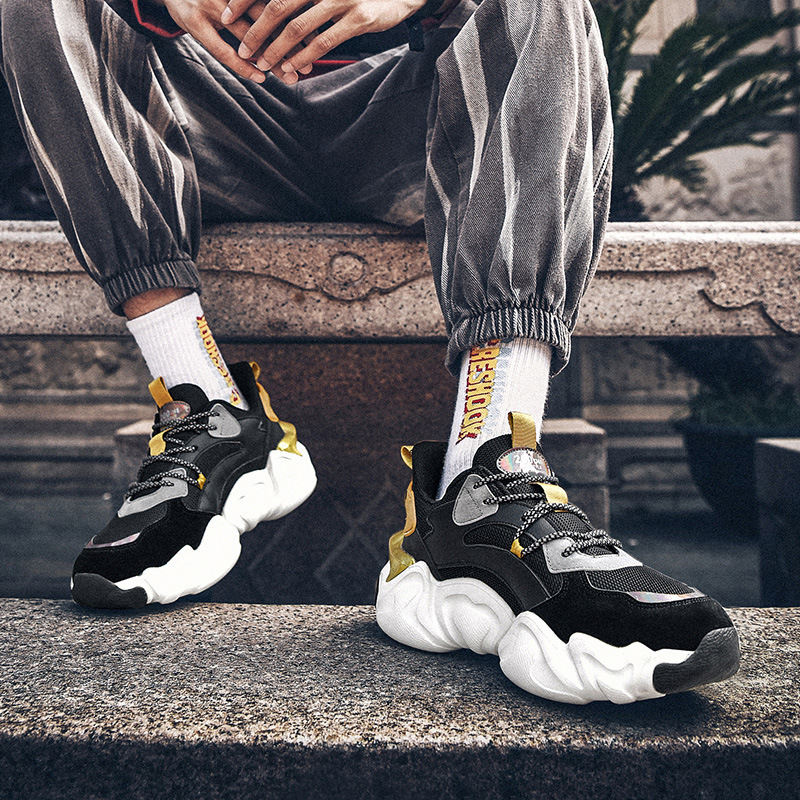 Spring and Autumn New Outdoor Sports Torre Shoes Men's Medium Thick Sole Breathable Basketball Shoes Lace-Up Casual Shoes