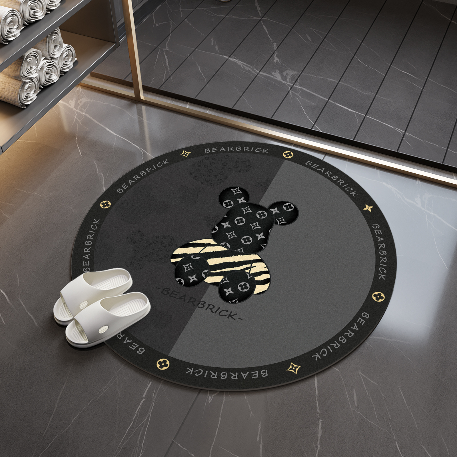 Baño redondo inodoro almohadilla de suelo de barro de diatomeas suave almohadilla de absorción de agua puerta de baño anti-deslizante pie de baño inodoro