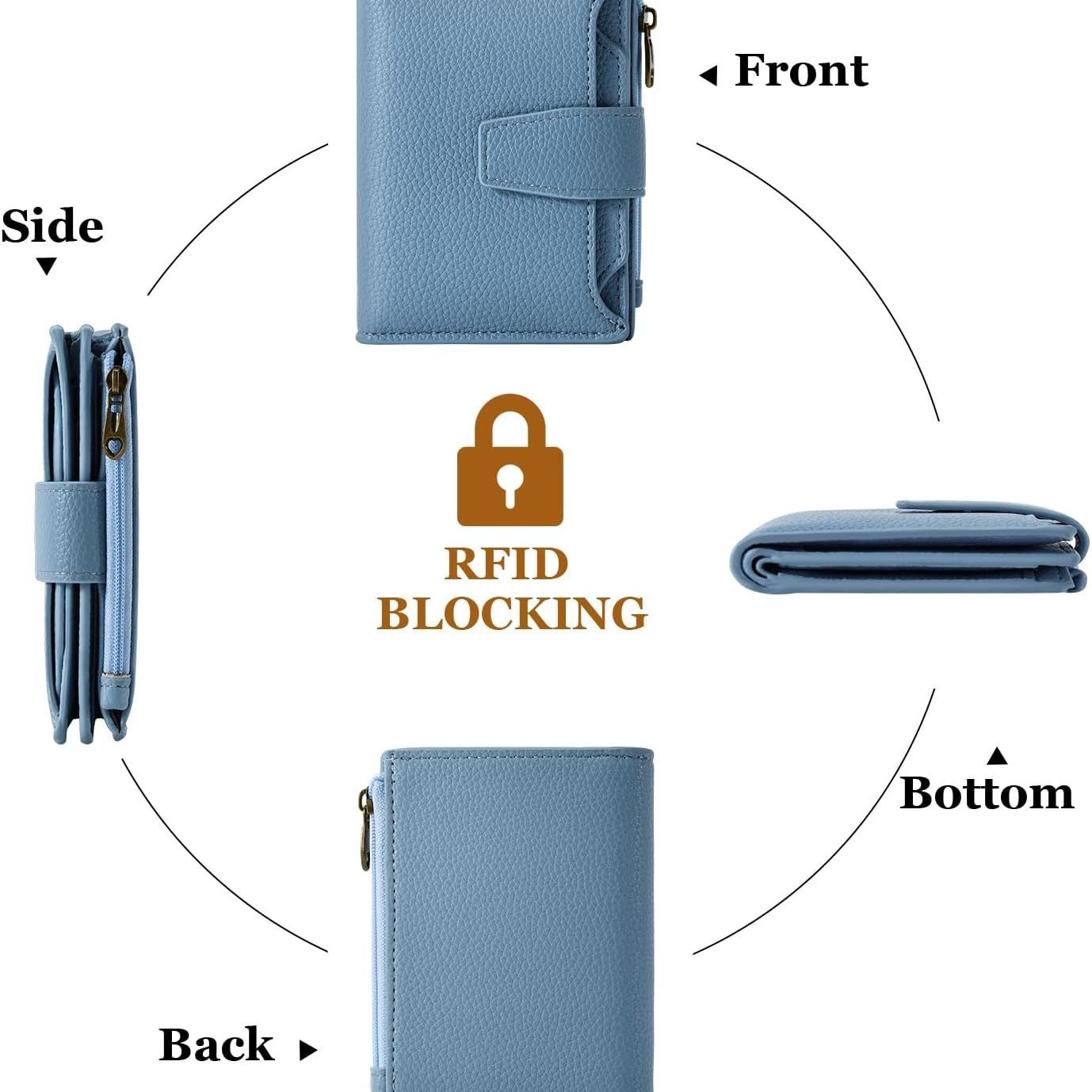 Cartera larga ultrafina de gran capacidad, múltiples posiciones para tarjetas, monedero con cremallera plegable, billetera multifuncional de cuero de color sólido para mujer