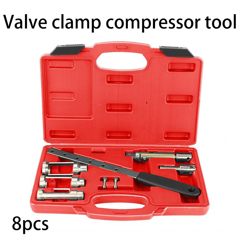 8PCS 阀夹弹簧压缩机工具 带3个气门转接器34mm 26mm 20mm