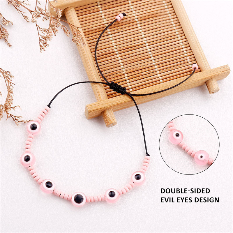 Fashion Devilu0027S Eye Eye Resin Beaded Braid Resin Unisex Bracelets