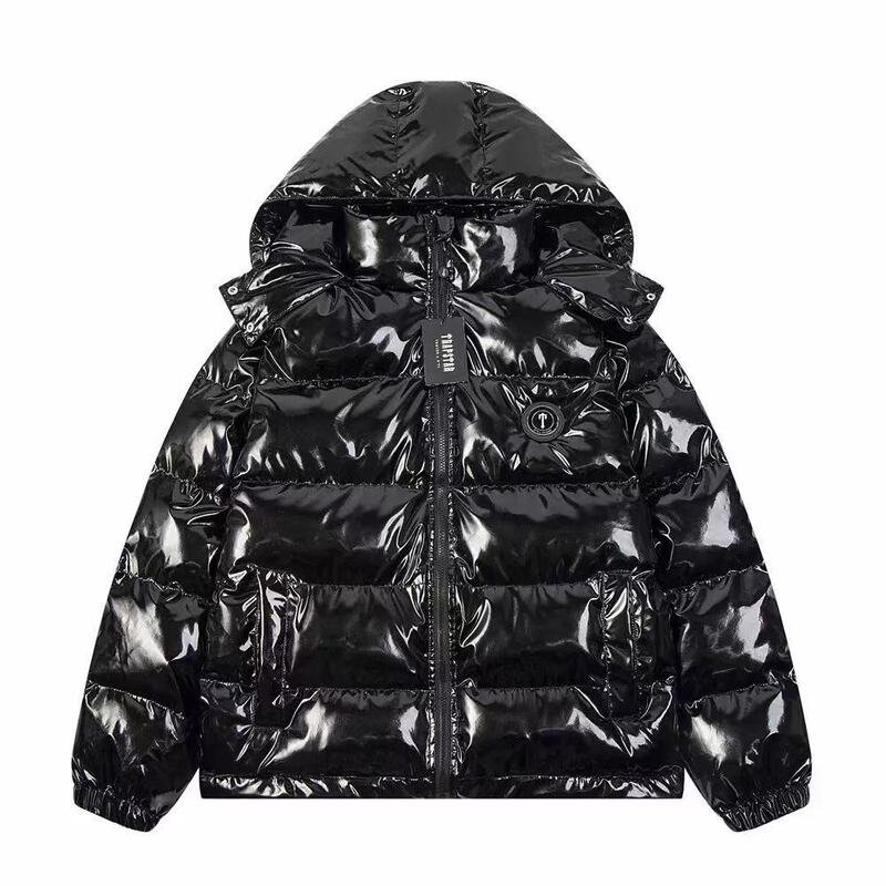 外贸跨境Trapstar新款可拆卸帽亮面PU皮棉服时尚秋冬加厚保暖外套|undefined
