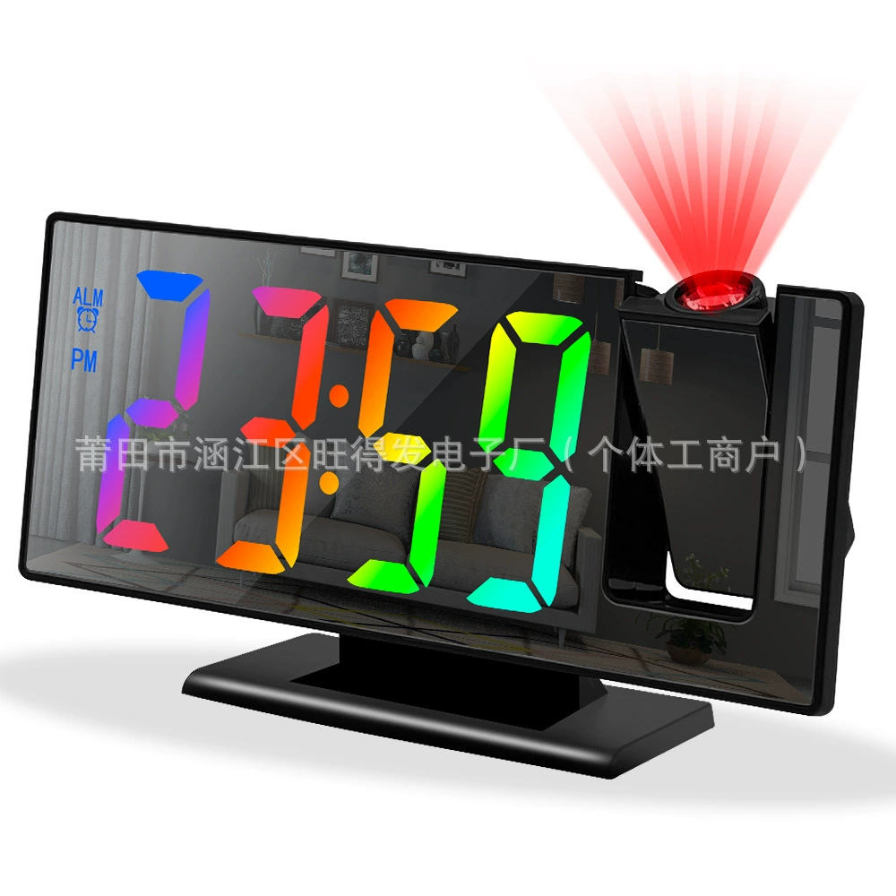 Projection alarm clock mirror color screen display snooze clock multifunctional smart electronic clock digital luminous silent clock