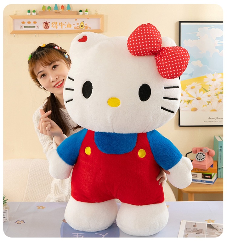 Hello Kitty plush toy KT cat with bow, large sleeping pillow doll