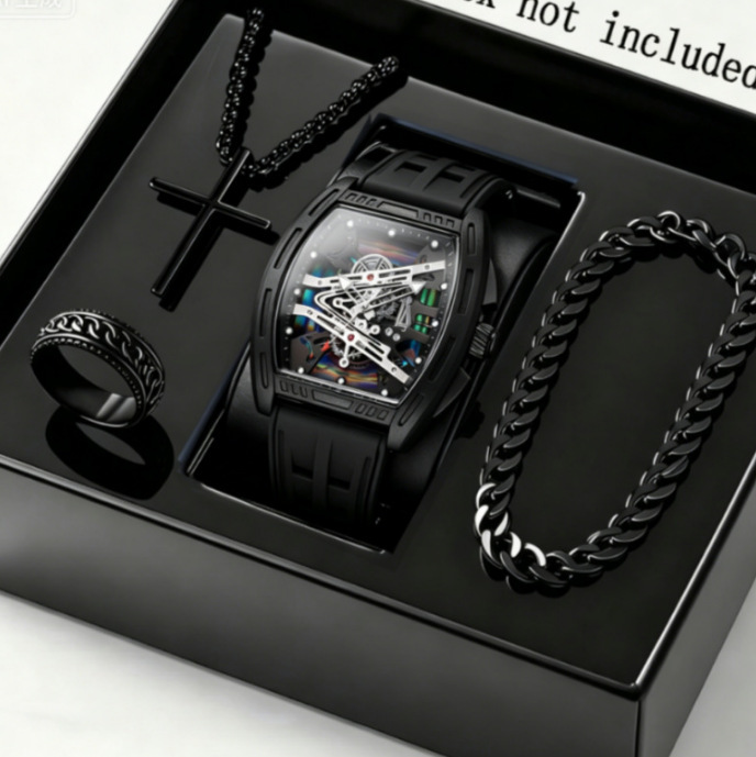 Wine Barrel Richard Hollow Fashion Men's Watch Men's Watch Silicone Strap Wristwatch Quartz Watch Wholesale Watches