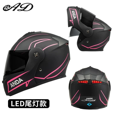 Light Full-Face Helmet for Men, Motorcycle — Motosiklet kaskı (dəbilqə) - 3c-tail-light-model-pink-hit-black-tea-mirror-hd-mirror