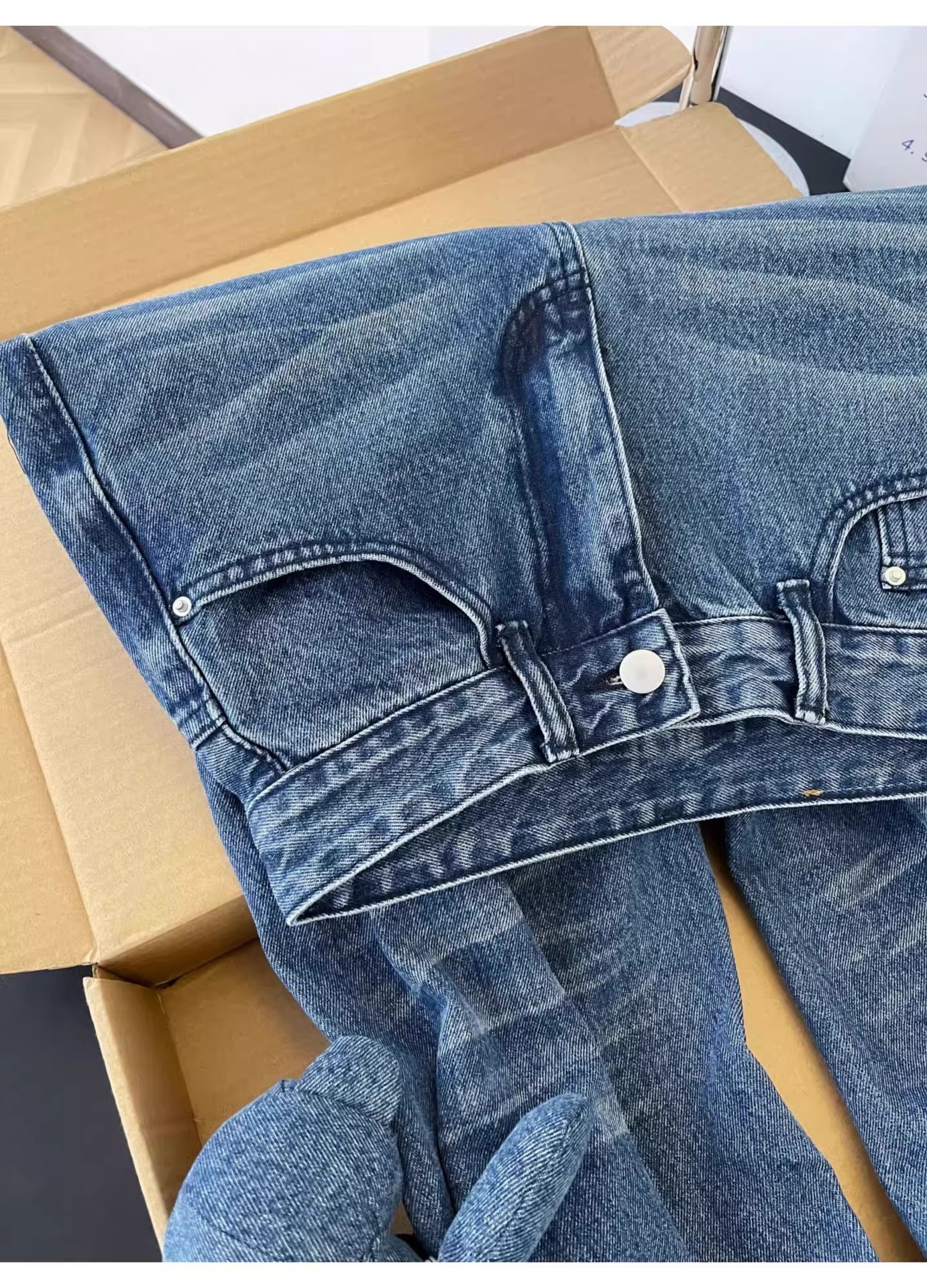 Women's High-Waisted Slimming Wavy Washed Denim Jeans Casual Loose Wide Leg Floor-Length Trousers With Letter Embroidery American Retro Summer Style_mkmklike.com