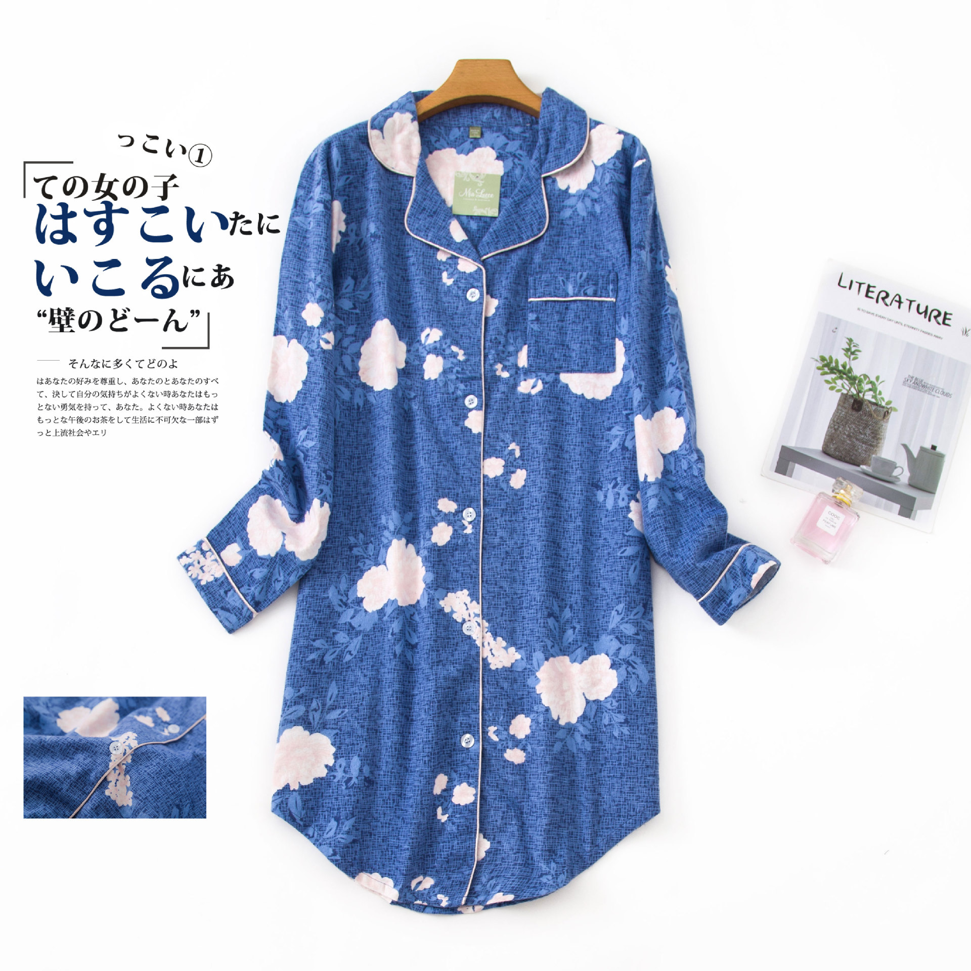 Q蓝-牡丹-绒布裙