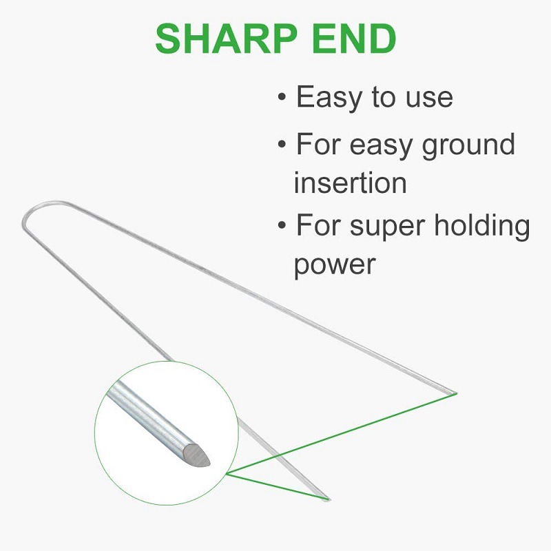 FUENTE fabricante de uñas de tierra en forma de U paño anti-hierba clavo de tierra en forma de U uñas de tela de tierra en forma de U jardinería uñas de tierra paño de escarda clavo de tierra