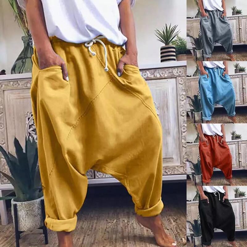 2021 Amazon Autumn New Casual Elasto Pants European and American Foreign Trade Fashion Lace-up Harlan Pants Women's Trousers