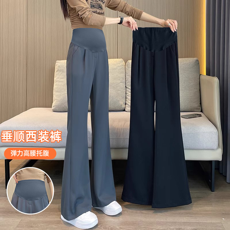 Pregnant women's flared pants spring and summer new micro flared pants pregnant women's belly support suit pants casual pants mopping pants slim pants Pregnant women's flared pants spring and summer new micro flared pants pregnant women's belly support suit pants casual pants mopping pants slim pants