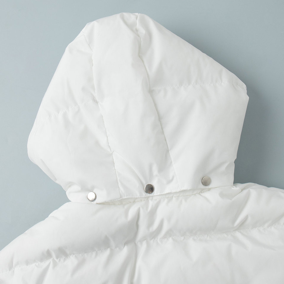 Áo khoác bông nữ dáng rộng ngắn có mũ trùm đầu, tay dài, phong cách casual — màu xám đậm, đen chi tiết 9