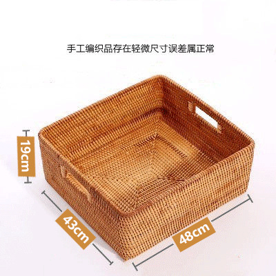 藤編み収納バスケット日系家庭用デスクトップ整理バスケット間食玩具収納ボックス手提げ本枠収納ボックス