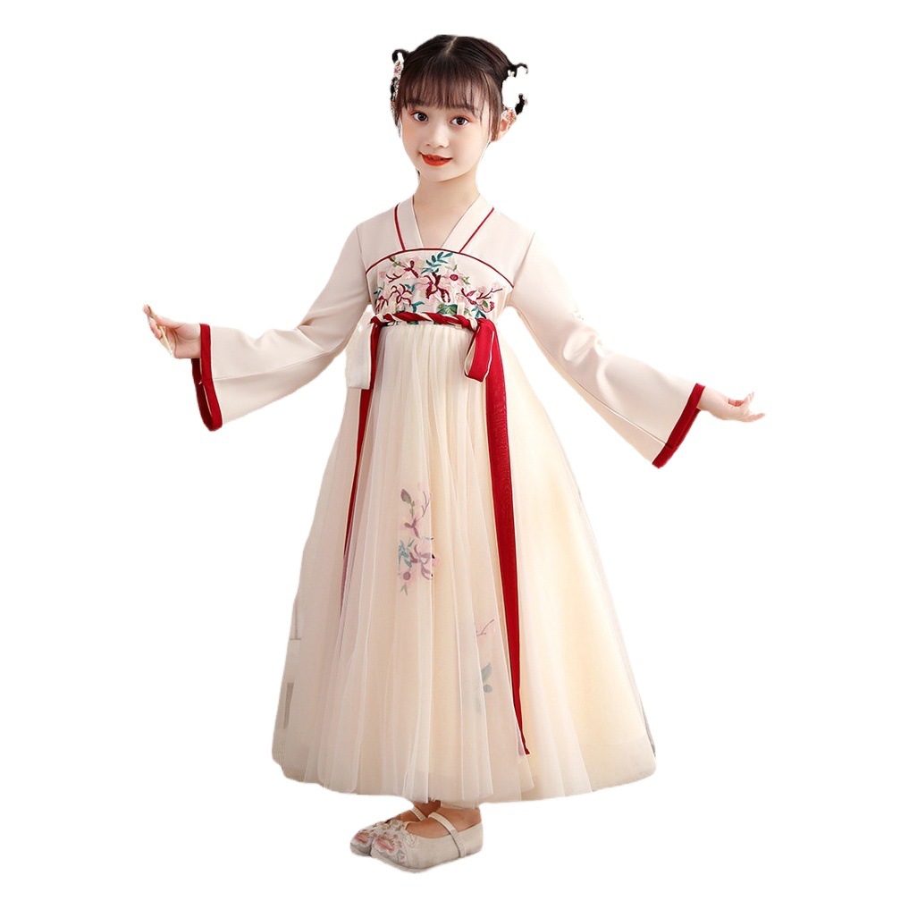 Y Girls Han Dynasty Dress Autumn Children's Princess Dress Summer Long Sleeve Spring Autumn Children's Clothing Women's Autumn Internet Celebrity Skirt Autumn