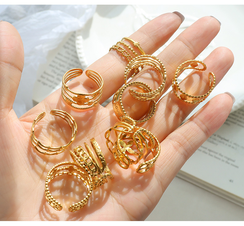 Fashion Letter Titanium Steel Open Ring Plating Stainless Steel Rings