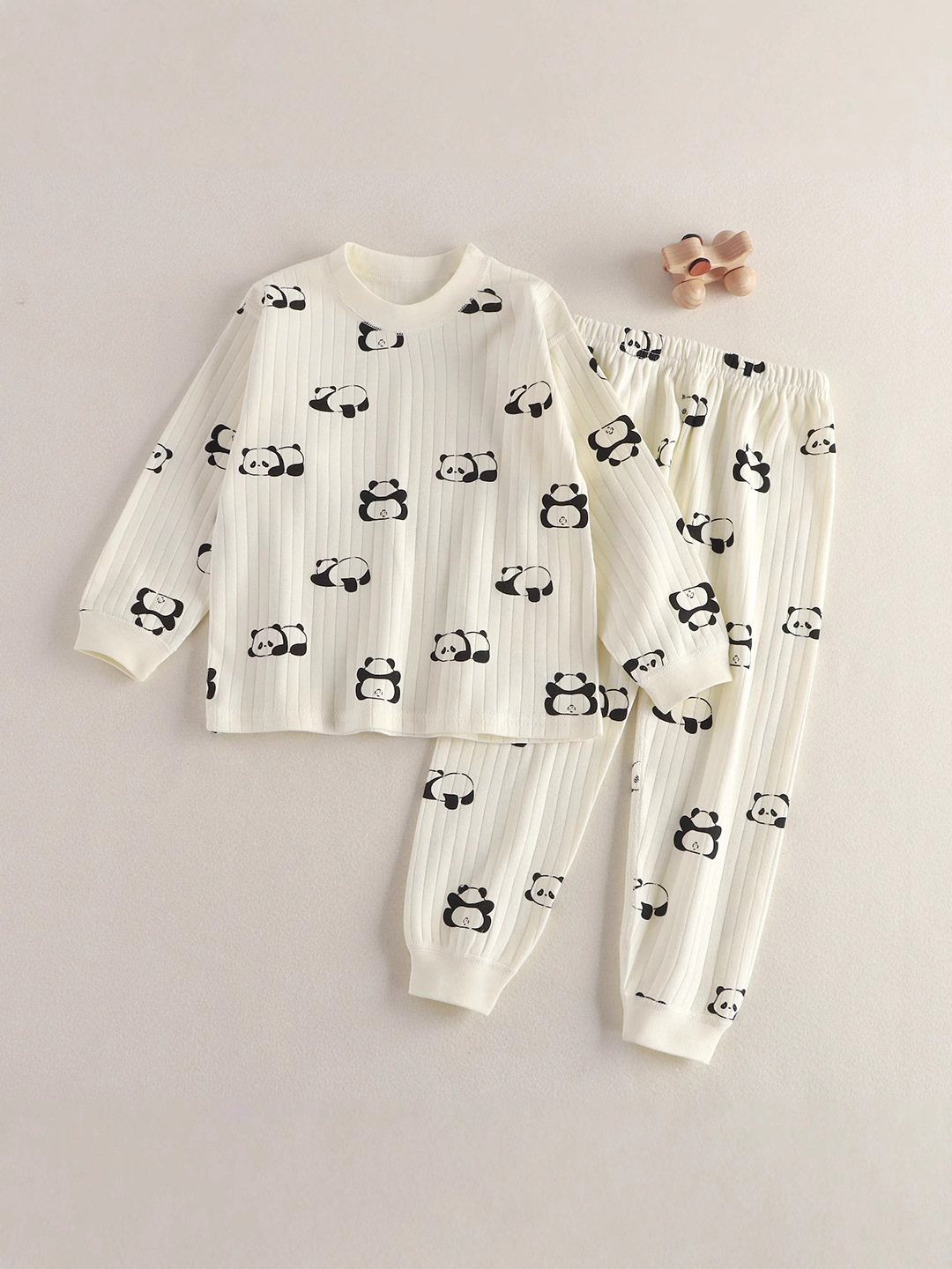 Ropa infantil ropa de hogar de algodón para niños niñas bebés abrigo de otoño pantalones de pijama ropa interior set antibacteriano sin hueso