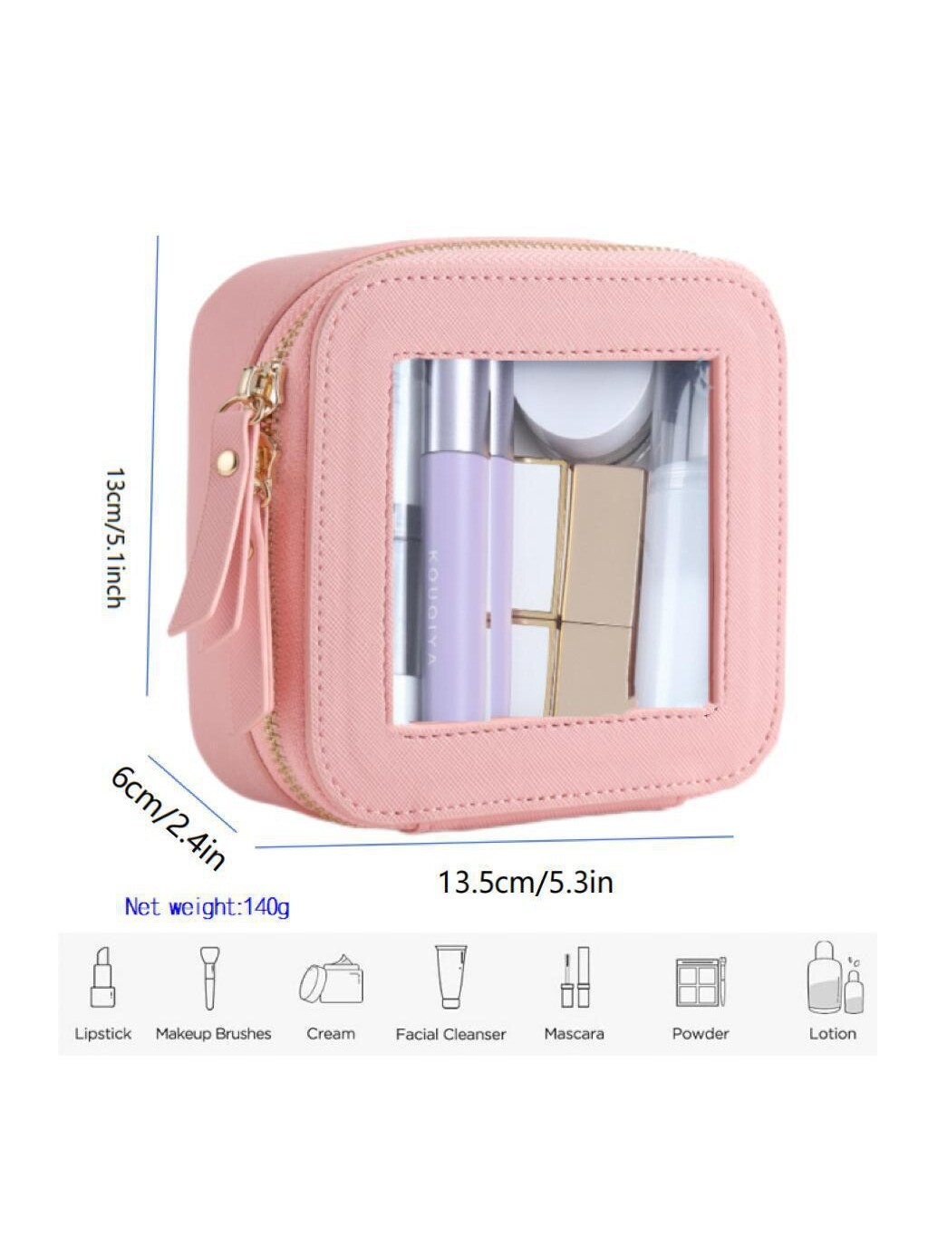 Nuevas ventanas transparentes transfronterizas bolsa de maquillaje PU bolsa de maquillaje portátil simple bolsa de maquillaje de viaje mini caja de maquillaje image 3