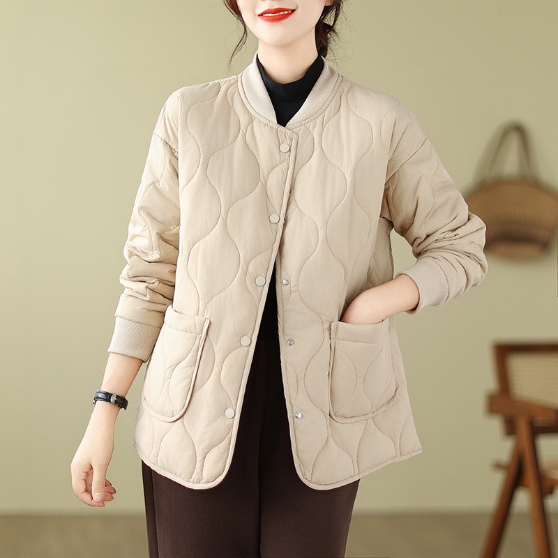 라이트 다운 코튼 패딩 재킷 여성 겨울 의류 패션 캐주얼 야구 칼라 면화 패딩 의류 중년 어머니 면화 패딩 따뜻한 짧은 코트