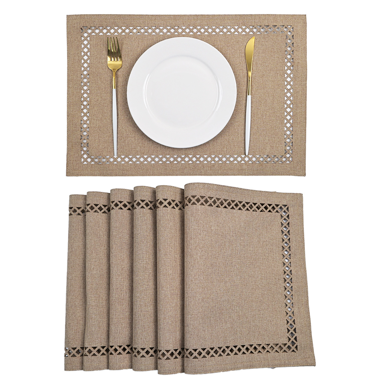 Nuevo alfombra de lino hueco cojín de tela de doble capa lavable antideslizante aislamiento térmico cojín de mesa cojín de taza cojín de hotel