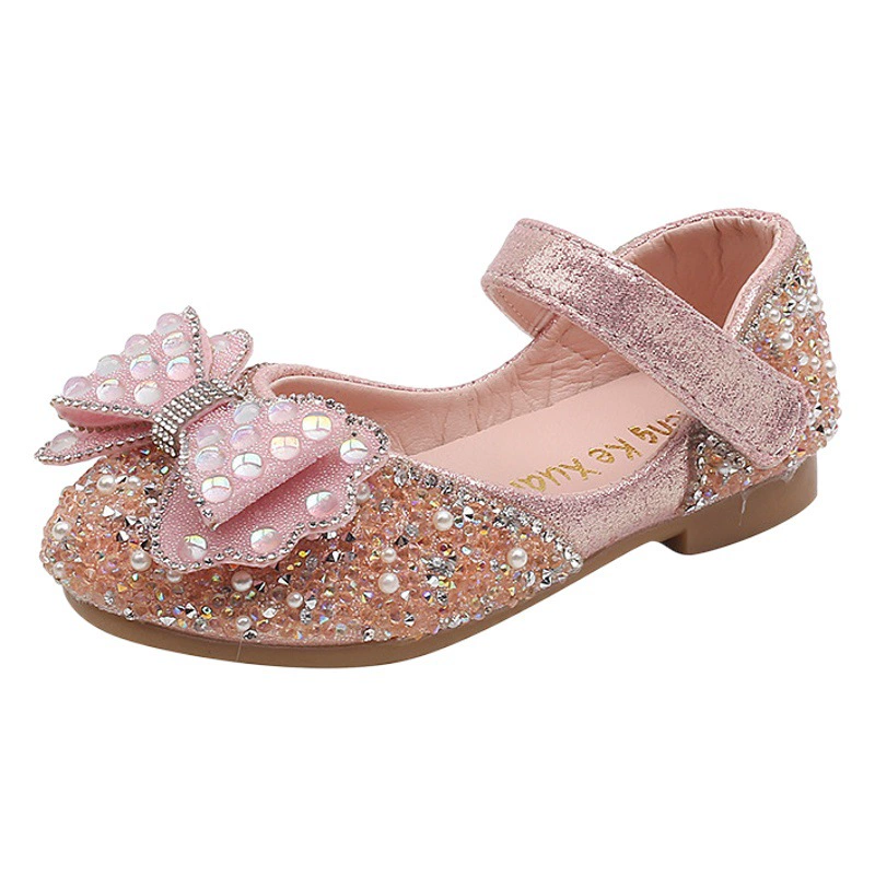 Осенние детские туфли из кожи с бантом для девочек-принцесс 2025 года, для малышей и детей, для танцевальных выступлений.