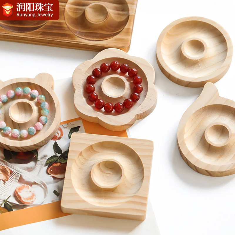 Wooden Beaded Display Box DIY Jewelry Design Tray Tool Tray Handmade Jewelry Bracelet Display Tray Decoration
