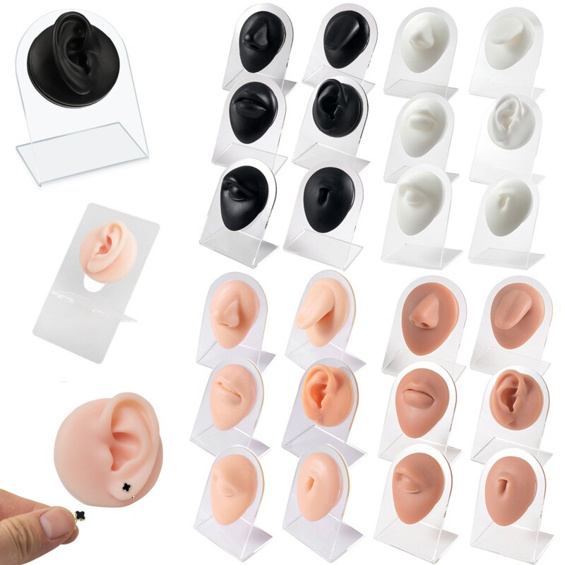 Cross-Border Silicone Ear Model Piercing and Puncture Model Training Dummy for Posing and Simulating Nose Studs, Tongue Studs, Navel Studs, and Nose Studs Display Cross-Border Silicone Ear Model Piercing and Puncture Model Training Dummy for Posing and Simulating Nose Studs, Tongue Studs, Navel Studs, and Nose Studs Display