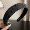 18 polka dot black plush headband