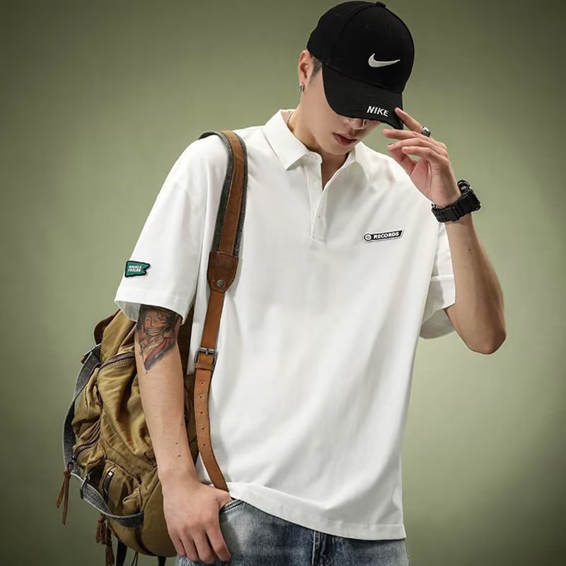 Summer New High-End Polo Shirt Short-Sleeved Men's American Retro Lapel Trendyy Loose Casual Top T-Shirt