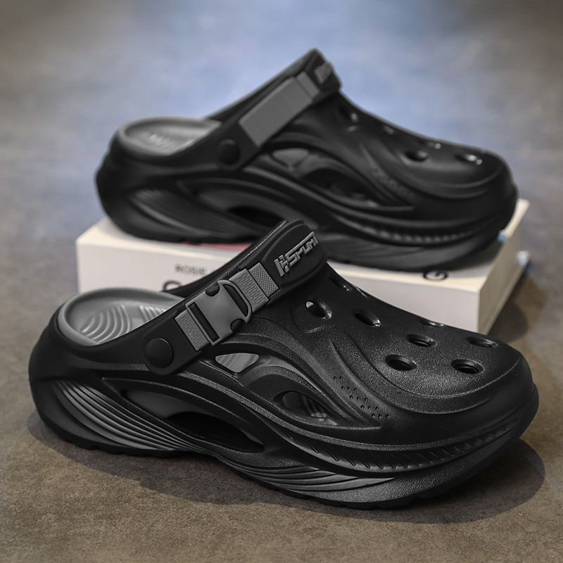 Summer Outer Wear Super Soft Non-Slip Driving Clogs Men's Dual-Purpose Toe-Toe Slippers Casual Sports Beach Sandals for Men