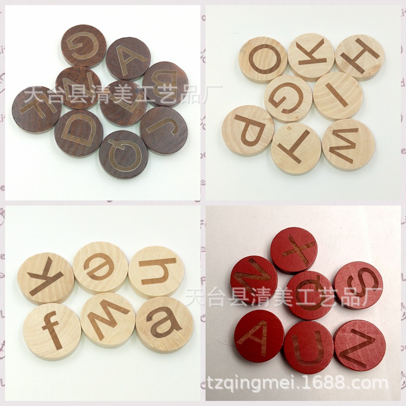 30mm madera grabado 26 letras/números oblea 7mm grueso madera grabado A- Z letras oblea