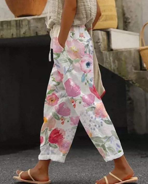 Pantalones largos rectos con cintura elástica, estampados, casuales, con bolsillos, para mujer, nueva colección 2026, Amazon AliExpress, sitio independiente