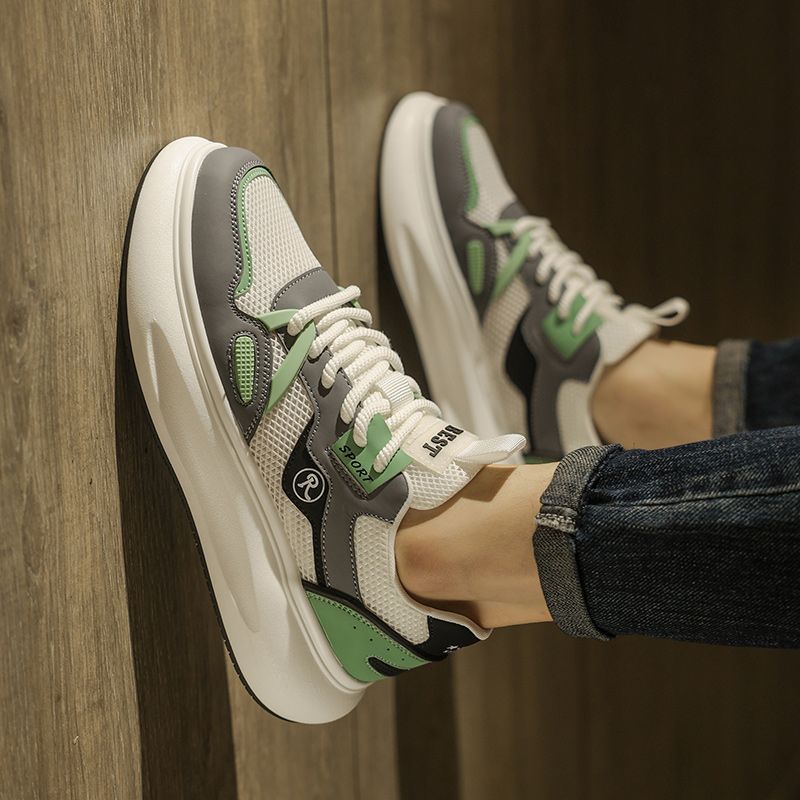 Atmungsaktive Sportschuhe für den Sommer für Herren, Mittelschüler, Teenager, geruchshemmende Mesh-Sportschuhe in Weiß, Papa_voghion.com